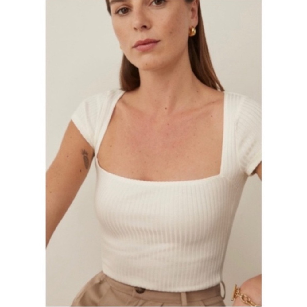 Reformation Bardot Knot Top | White | Size L